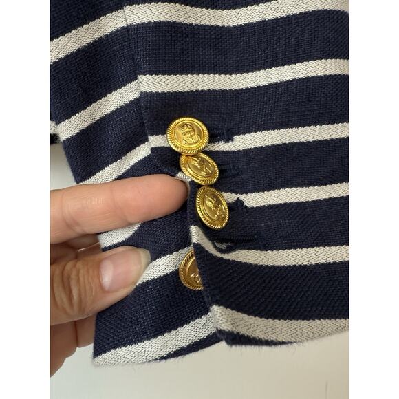 J Crew Schoolboy Size 2 Blazer Navy Striped Preppy Old Money Nautical Academia - Picture 7 of 12
